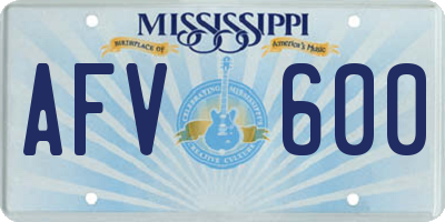 MS license plate AFV600