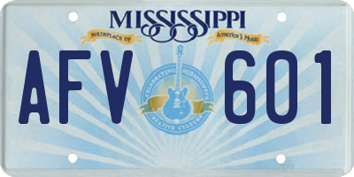 MS license plate AFV601
