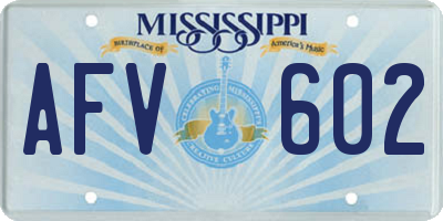 MS license plate AFV602