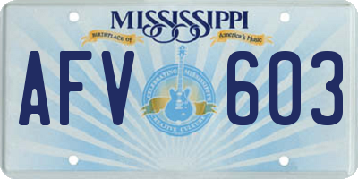 MS license plate AFV603