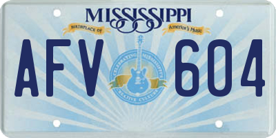 MS license plate AFV604