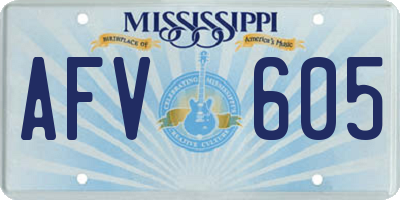 MS license plate AFV605