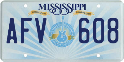 MS license plate AFV608