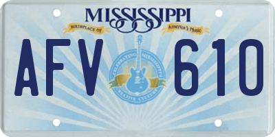 MS license plate AFV610