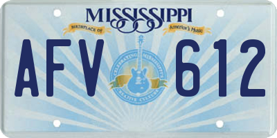 MS license plate AFV612