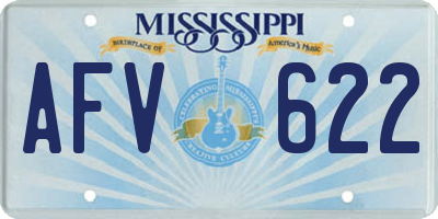 MS license plate AFV622