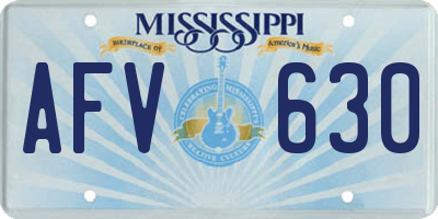 MS license plate AFV630