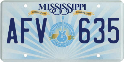 MS license plate AFV635