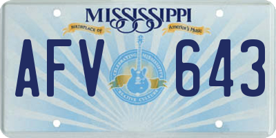 MS license plate AFV643