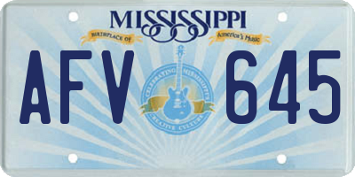 MS license plate AFV645