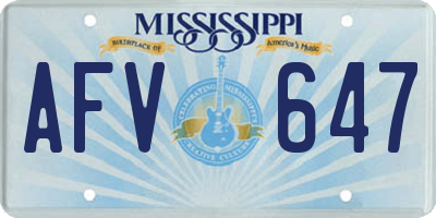 MS license plate AFV647
