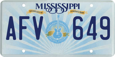 MS license plate AFV649