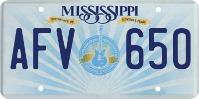 MS license plate AFV650