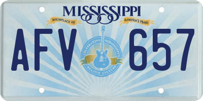 MS license plate AFV657