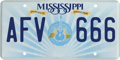 MS license plate AFV666