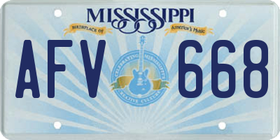 MS license plate AFV668