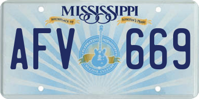 MS license plate AFV669