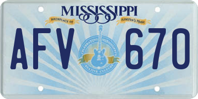 MS license plate AFV670