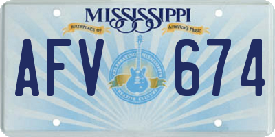 MS license plate AFV674