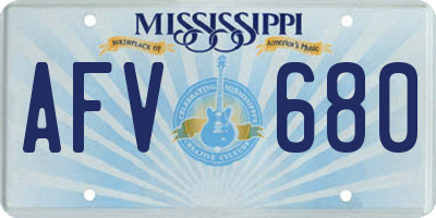 MS license plate AFV680