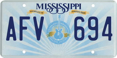 MS license plate AFV694