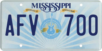 MS license plate AFV700