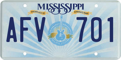 MS license plate AFV701
