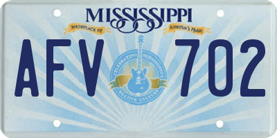 MS license plate AFV702