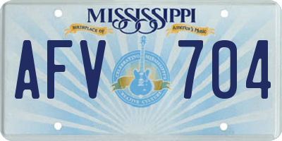 MS license plate AFV704
