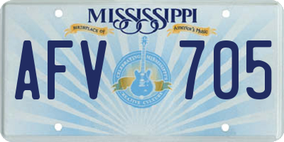 MS license plate AFV705