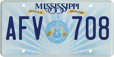 MS license plate AFV708