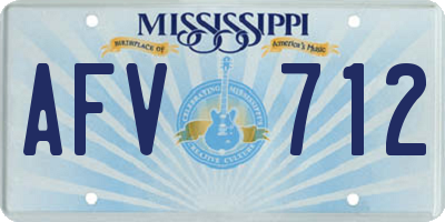 MS license plate AFV712