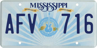 MS license plate AFV716