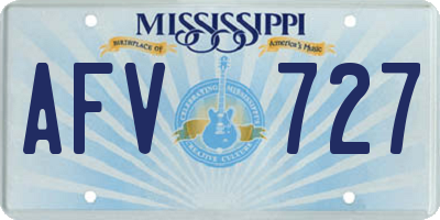 MS license plate AFV727