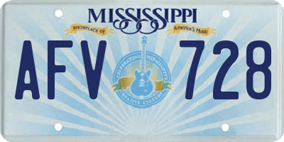 MS license plate AFV728