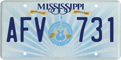 MS license plate AFV731