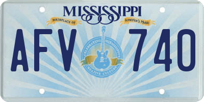 MS license plate AFV740