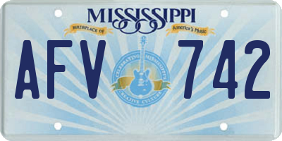 MS license plate AFV742