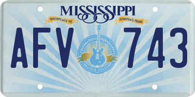 MS license plate AFV743