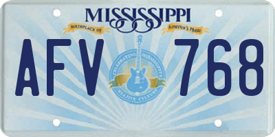 MS license plate AFV768