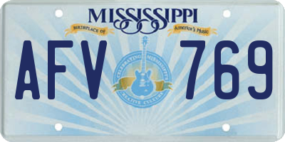 MS license plate AFV769