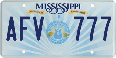 MS license plate AFV777