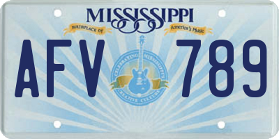 MS license plate AFV789