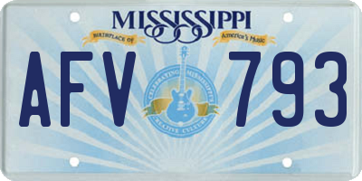 MS license plate AFV793