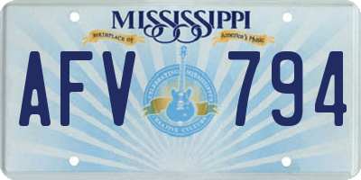 MS license plate AFV794