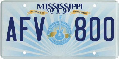 MS license plate AFV800