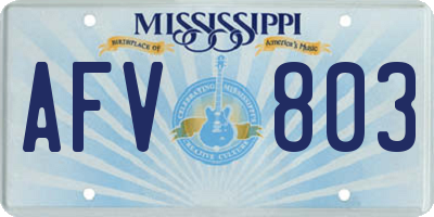 MS license plate AFV803