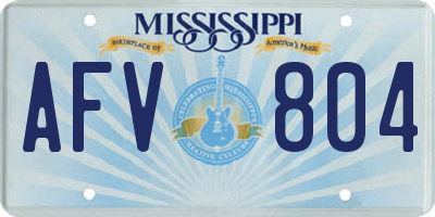 MS license plate AFV804