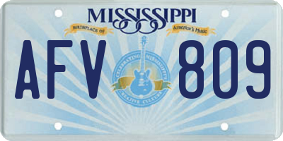MS license plate AFV809