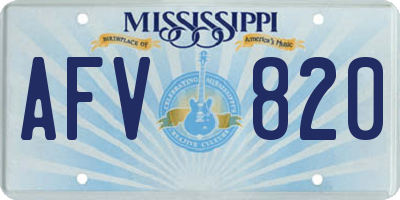 MS license plate AFV820